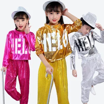 

Children's performance clothes Adult Jazz dress Children's modern dance clothes hip-hop sequins cheerleading dance clothes