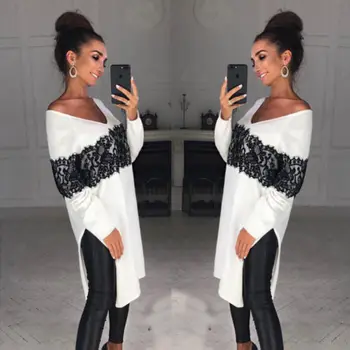 

Womens V Neck Loose Long Sleeve Oversize Blouse Top