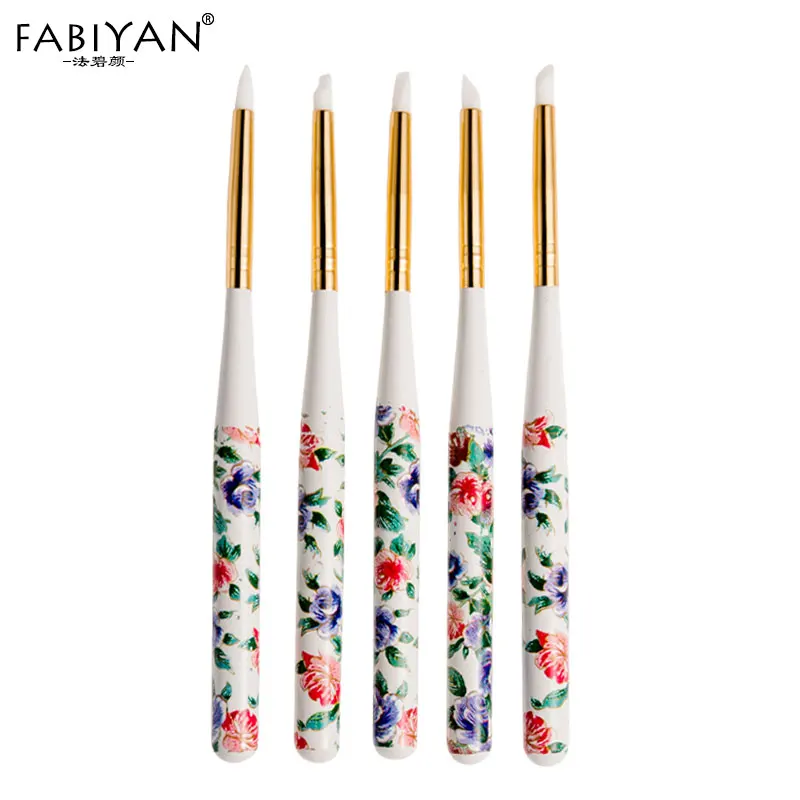 

5PCS/Set Nail Art Silicone Pen Sculpture Embossing Modeling Dotting UV Gel Drawing Flower Pattern Design Carving Manicure Tool