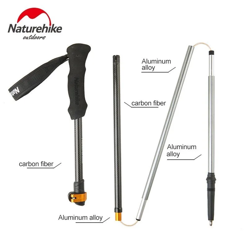 Skup NatureHike 5 sekcja laska z włókna węglowego Ultralight regulowany kij do trekkingu laski Camping Trekking piesze wycieczki memory Stick