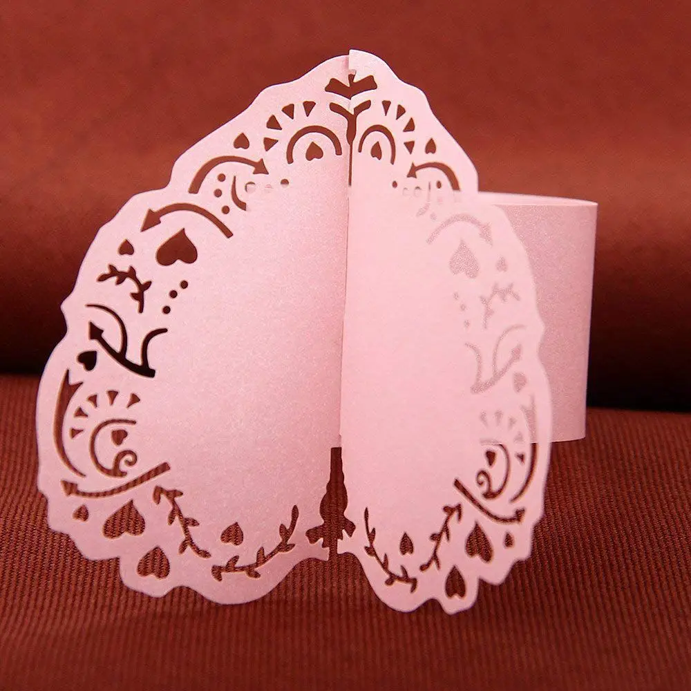 New 50pcs круглое кольцо Салфетка сердце бумага украшение стол для свадьбы