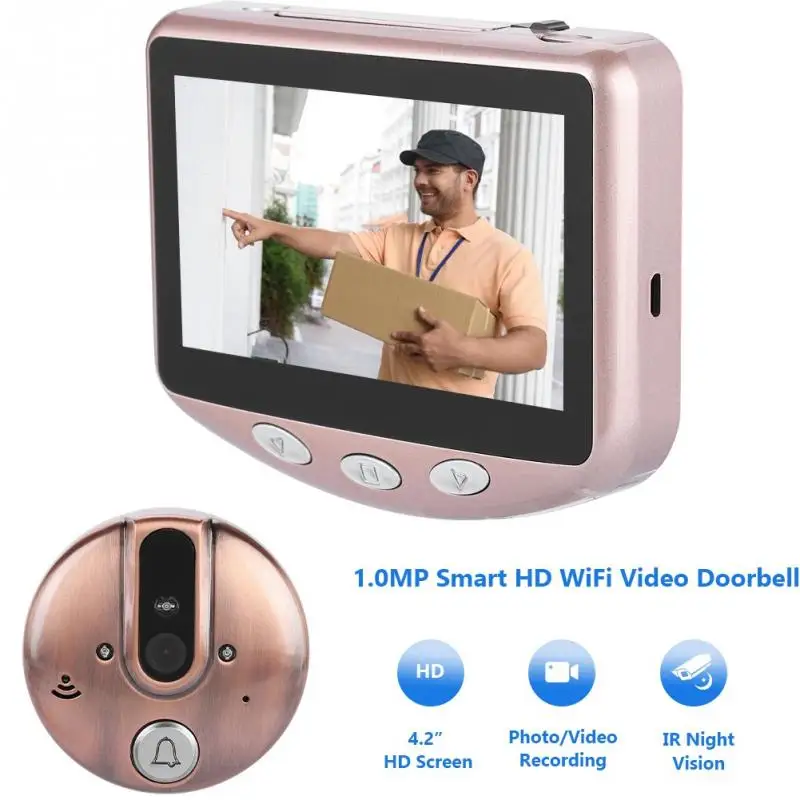 Умный Видеозвонок R101 720P 4 3 дюйма HD беспроводная ИК камера домофон дверной звонок