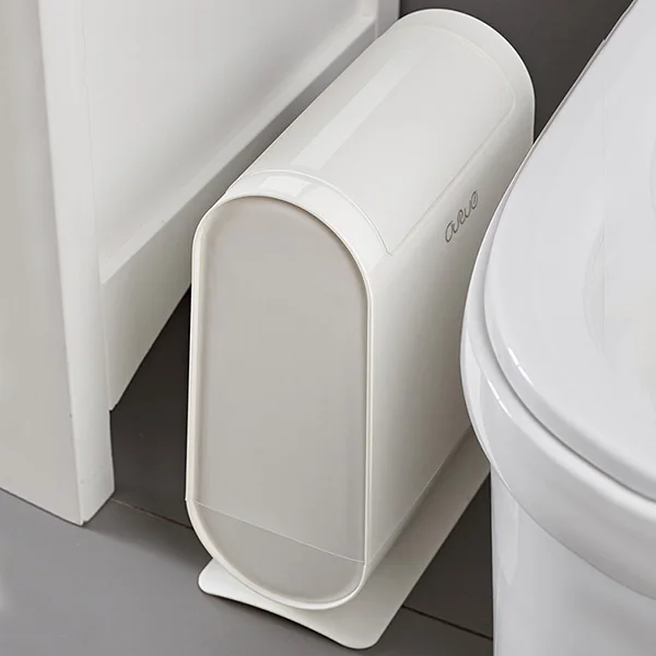 

Simple Quilted One-Button Press Open Assortable Trash Can Small Automatical Corner Waste Bins Separate Inner Barrel Design