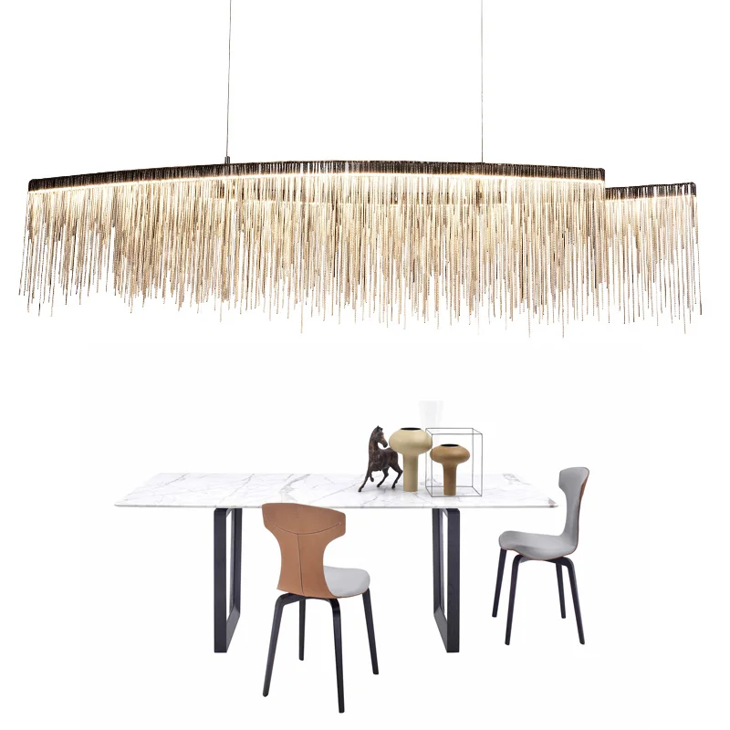 

Modern Bedroom Lamp Dining Room Hanging aluminum chain chandelier LED Lustre Living Room Chandeliers light Fixture AC110-220V