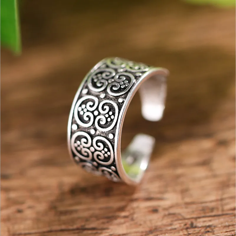 2019 Anillos Anel 100% кольца для широкой поверхности цветочный дизайн винтажные тайские
