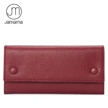 

Jamarna Women Wallets Genuine Leather Female Purse Coin Card Holder Long Clutch Luxury Mobile Pocket Wallet Female Soft Leather