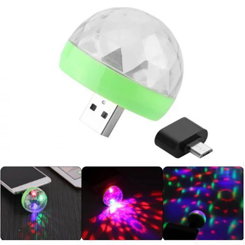 

RGB USB Crystal Stage Light Voice-activated Little Magic Ball Lights Mobile Phone 4W Mini Colorful Glare DJ Magic Disco Lamp