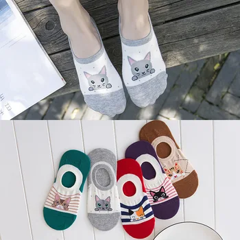 

Ankle Sock Lovely CAT Printed Comfortable Summer Boat Socks Woman Cotton Cartoon Socks Invisible girl boy slipper casual hosiery