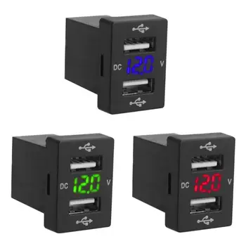

Universal Mini Dual USB Charger 2 Port 5V Mobile Phone Fast Charging Power Socket Adapter AutoAccessories with Cable Voltmeter