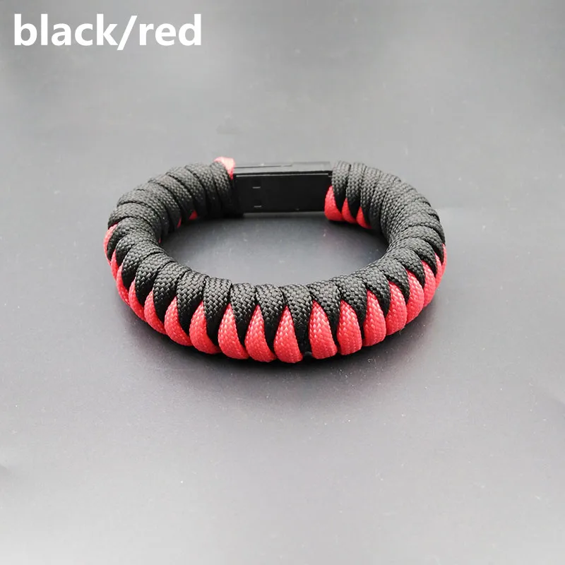 

Free shipping newest micro usb Sync Data charging Cable bracelet Customizable weave survival bracelet