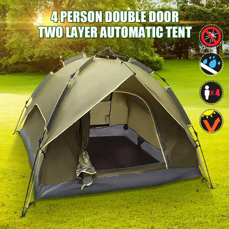 

Outdoor 3-4 Persons Camping Tent Double Layer Waterproof Windproof UV Sunshade Canopy Outdoor Sport Beach Travel Hiking Tents