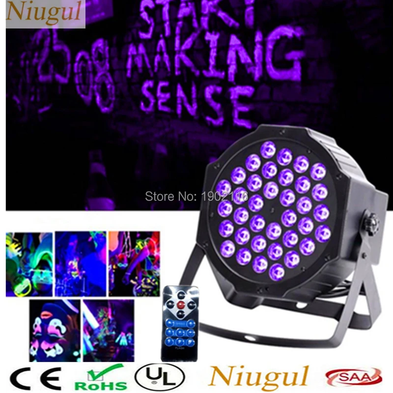 

Wireless Remote Control Auto Sound DMX512 Master-slave 36pcs UV LED Stage Light Ultraviolet Black Light Par Light Spotlight Lamp
