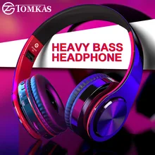 TOMKAS Bluetooth Earphone Headphone Wireless Stereo Earphones Foldable Headsets Adjustable Earbuds With Mic TF Card For Computer