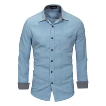 British Style Men's Plaid Shirt with Pocket 2019 Spring New Long Sleeve Simple Shirt Cotton Slim Fit Button-down Man Clothing button down long sleeve pocket shirt