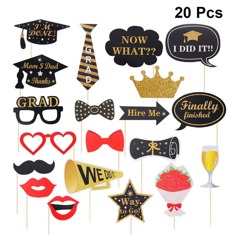 

20Pcs/Set 2019 Graduation Season Party Photo Props Stickers Set Grad Congratulation Decal Decoration Combination
