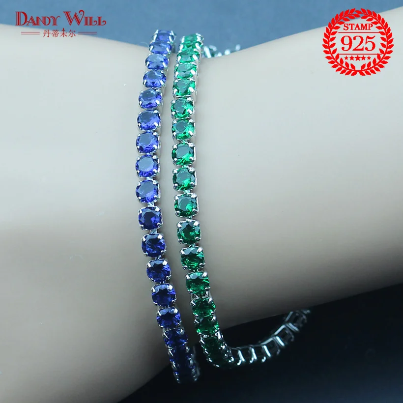 

5 Color Bracelet For Women Blue Green Zircon Silver 925 Jewelry Lucky Round Clover Jewelry Free shipping and Free Gift Box