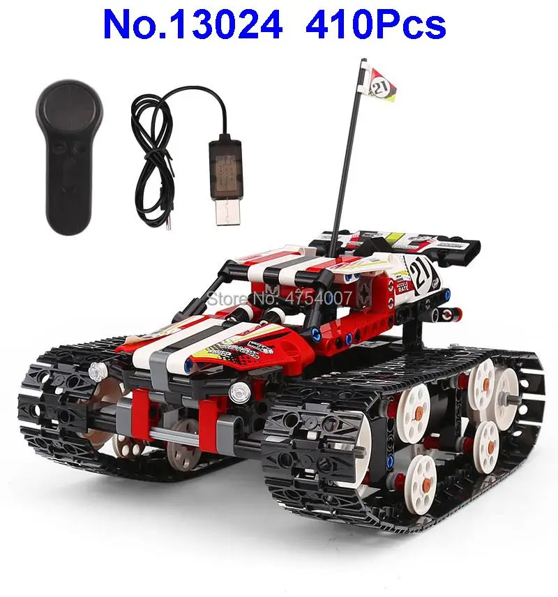 

13024 410pcs technic remote control rc red caterpillar vehicles usb 42065 building block Toy
