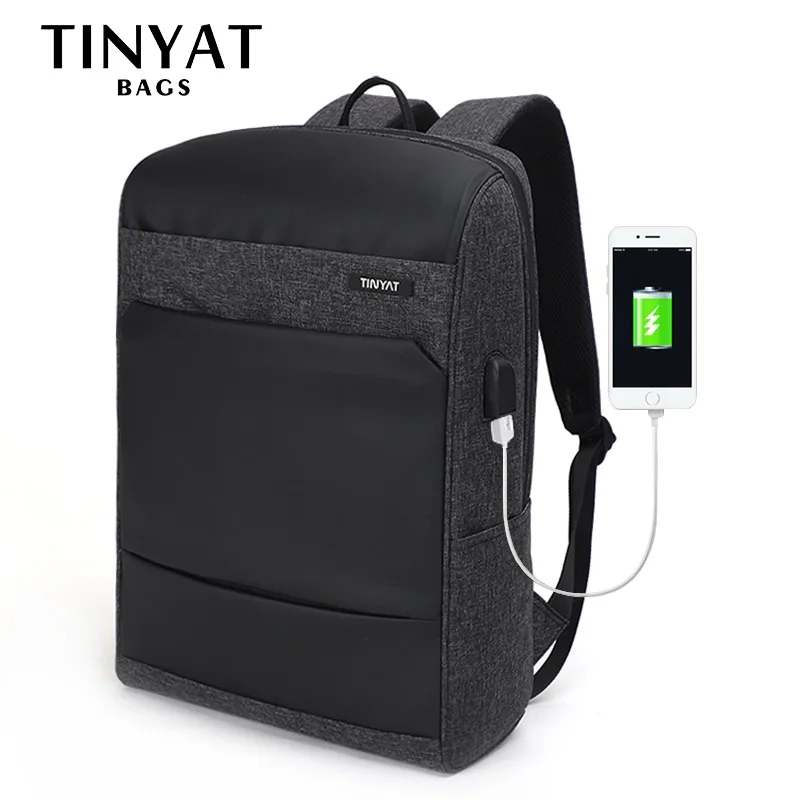 TINYAT мужские рюкзаки для ноутбука 15 6 USB сумка компьютера мужской рюкзак