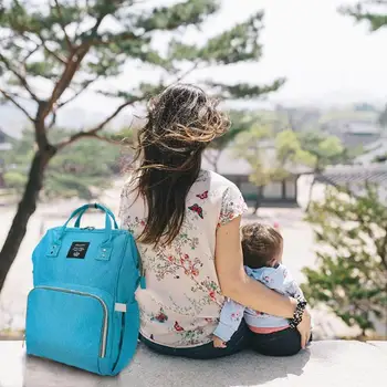 

LEQUEEN Mommy Backpack Diaper Bags Waterproof Large Capacity Casual Baby Care Bag Fashion Solid Color Nappy Changing Organizer