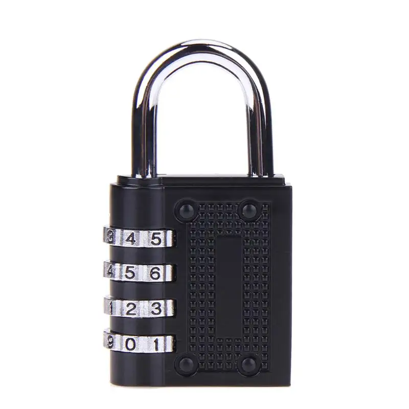 

4 Dial Digit Password Lock Zinc Alloy Coded Lock Suitcase Luggage Metal Code Password Lock Padlock Cupboard Cabinet Locker Black