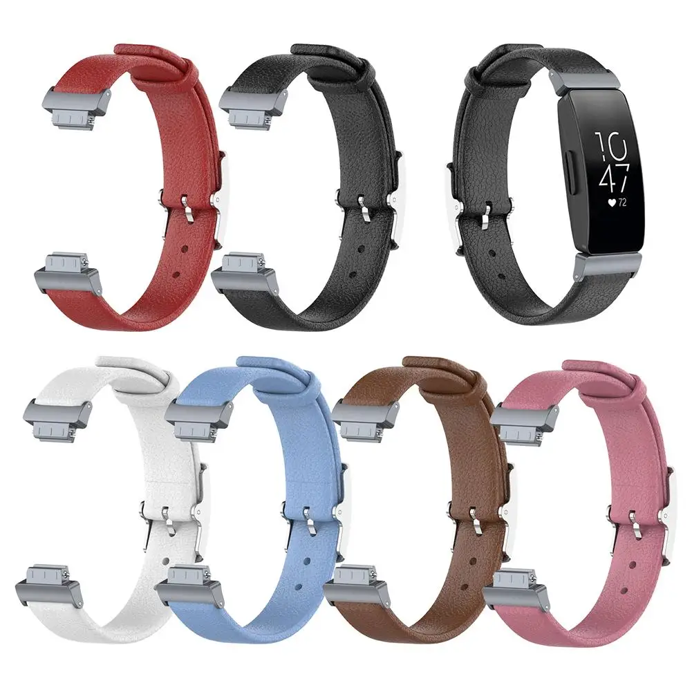 

Double-sided Leather Replacement Watch Band Lichee Pattern Wrist Strap for Fitbit Inspire Fitbit Inspire HR Smart Bracelet