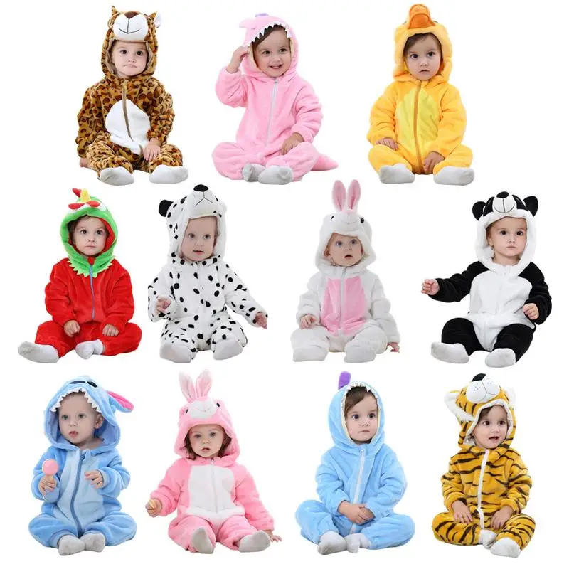 

1PCS Four Seasons Universal Flannel Animal Shaped Baby Jumpsuit Cotton Cute Cartoon Halloween Carnival Cosplay Costumes Suits