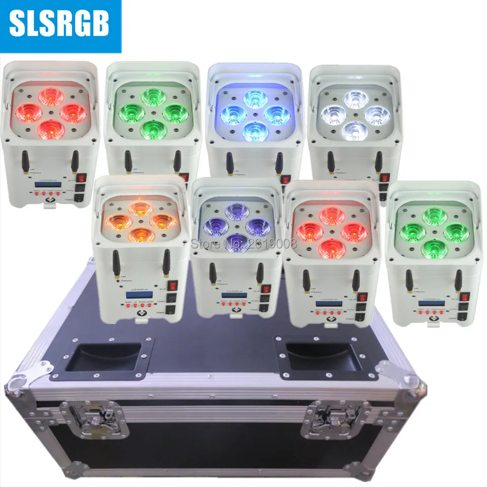 

8pcs/lot with flightcase APP Control 4x15w RGBWA UV DMX DJ Freedom Par Wireless Remote Battery Wireless Control 6in1 RGBWA+UV