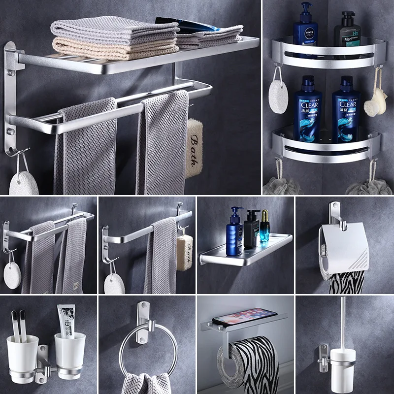 JD полка для ванной комнаты, алюминиевая стойка для полотенец для ванной, серебряная стойка для полотенец