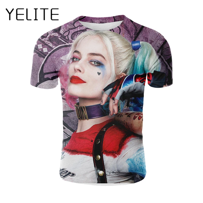 

YELITE Suicide Squad Men T-Shirt 3D Print Harley Quinn Shirt Cosplay Summer O-Neck Casual Tops Tee Male Short Sleeve