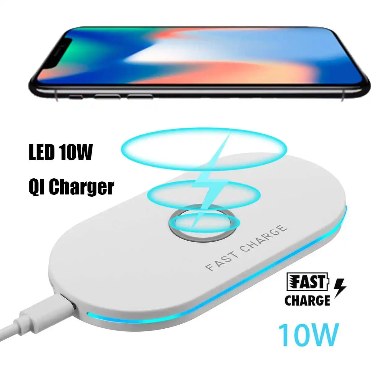 

10W Qi Wireless Charger Pad Desktop Phone Holder Mount Fast Charging Charger Dock Station for Samsung S8 For iPhone X 10 8 Plus