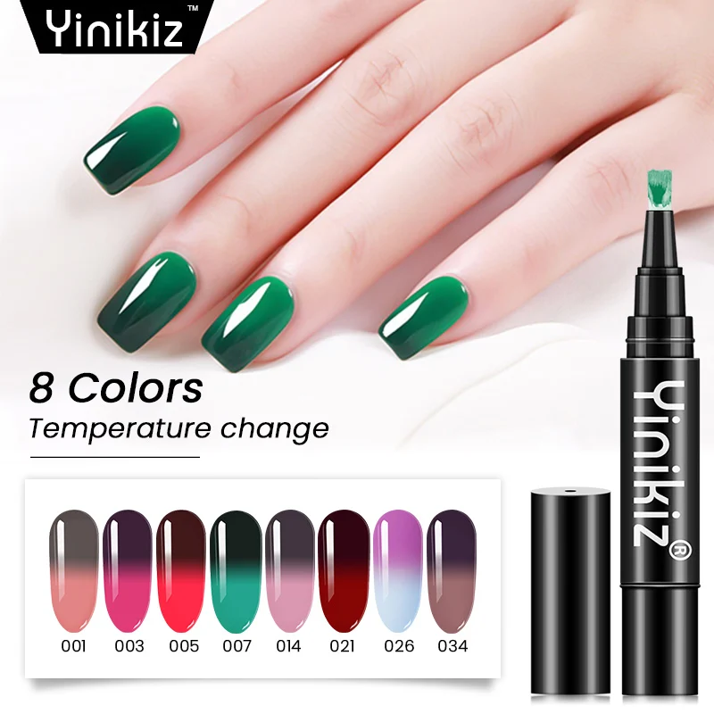 

Yinikiz Thermal Color Changing Gel Nail Polish Temperature Pens Soak Off UV Gel Varnish Pen Nail Art LED Chameleon Gel