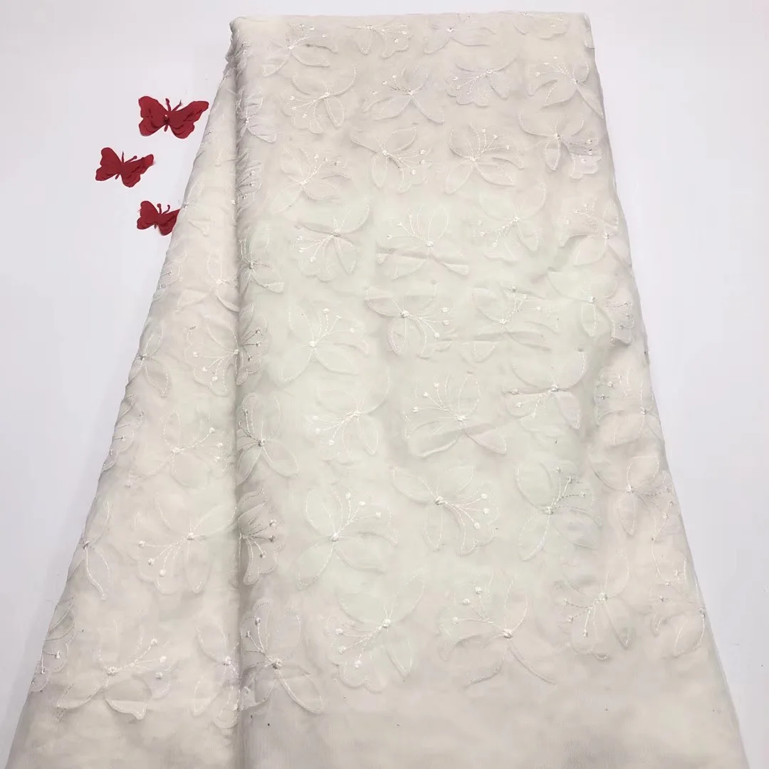 Royal White Lace Fabric Wedding Dress 2019 African Bridal Material Embroidered Grid RF30011 | Дом и сад