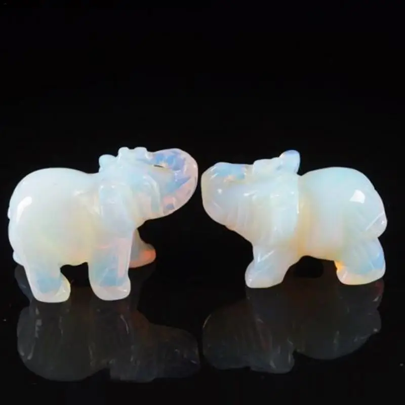 Colorful Jade Stone Elephant Animal Pocket Auspicious Carved Glass Statue Figurine Lucky Decor Craft Ornament | Дом и сад