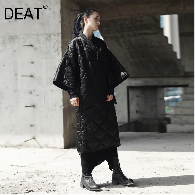 

DEAT2019 New Spring V-collar Three-quarter Sleeve Solid Color Bandage Cotton-padded Big Size Coat Women Fashion JD18601