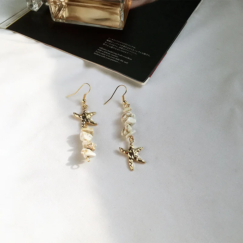 

Colorful Bling 2019 New Fashion Rhinestone Pearl Starfish Star Earring Sea Conch Starfish Beach Summer Jewelry Dangle Earrings