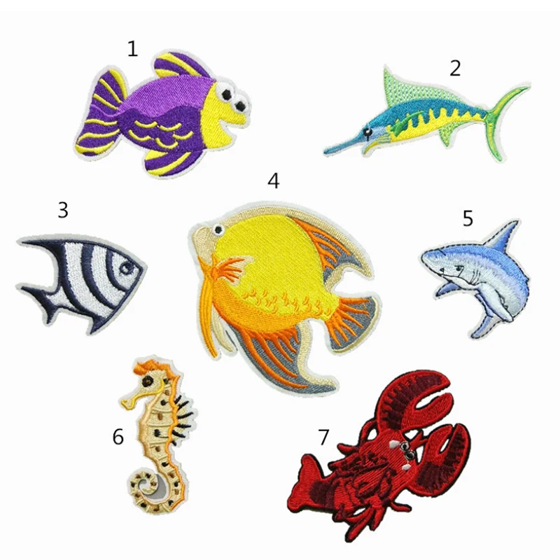 

Explosive embroidery cloth patches marine animals, long-billed sharks patches and hand-made DIY garment accessories
