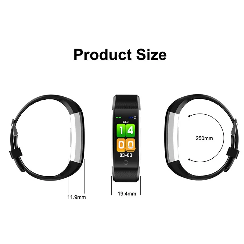 115Plus Blood Pressure Fitness Bluetooth Waterproof Heart Rate Monitor Watch Tracker Smart Bracelet Wristband