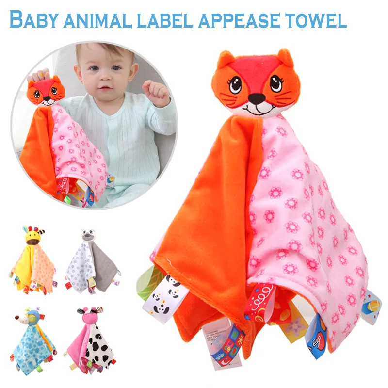 

Appease Towel Toys Baby Rattle Soothe Towel Bear Fox Cow Educational Plush Baby Bibs YJS Dropship