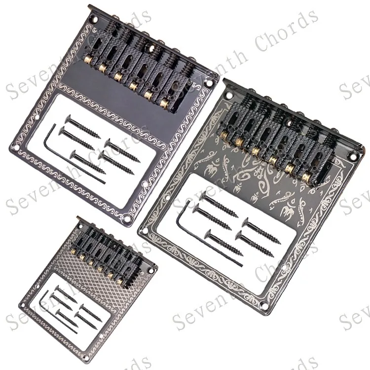 

Humbuckers Mount Hole, 6 String Roller Saddle Bridge for TL Electric Guitar - Black Carving Decorative Pattern