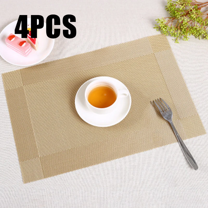 مجموعة من 4 مكان الحصير PVC طاولة طعام المفارش قابل للغسل مقاومة للحرارة غير زلة مجموعة من 4 مكان الحصير PVC طاولة طعام المفارش قابل للغسل مقاومة للحرارة غير زلة