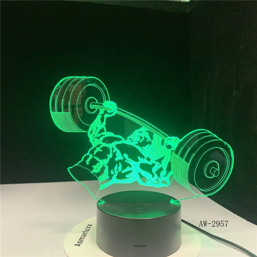 3D ночной светильник 7 цветов изменяющийся акрил USB новинка тяжелоатлетика