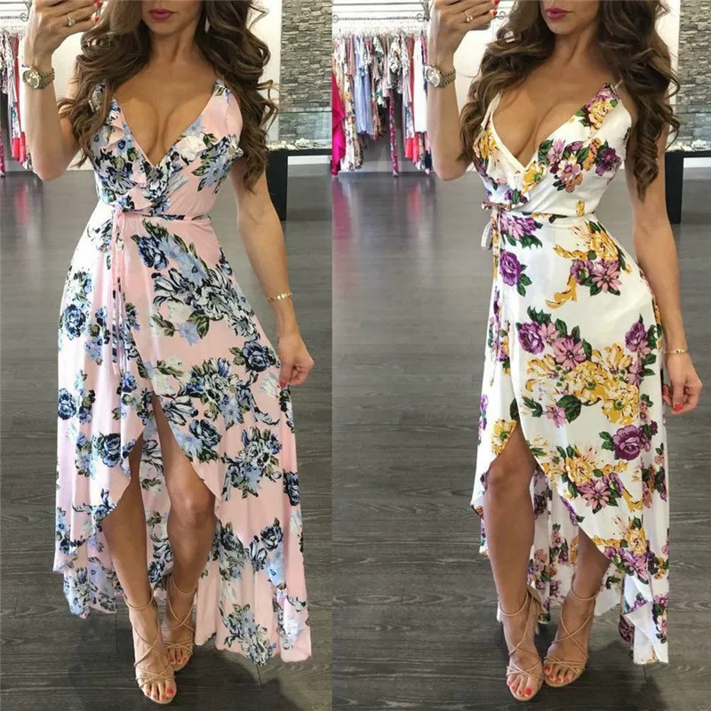 Dresses Woman Party Night Hot Women Summer Boho Long Maxi Dress Evening Party Beach Sundress S-XL Boho Style V-neck