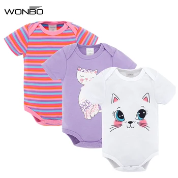 

Baby Girls Rompers Fashion Cartoon Fox Rompers Short Sleeve Summer Baby Clothing Infant Cotton Printed Cute Cat Rompers