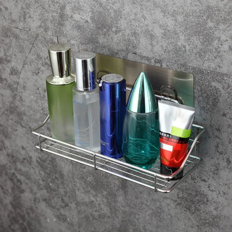 Punch-Free Stainless Steel Kitchen Bathroom Storage Rack Toilet Wall Hanging Shelf Bathroom Kitchen Shelf Storage Gluing Baske Punch-Free Stainless Steel Kitchen Bathroom Storage Rack Toilet Wall Hanging Shelf Bathroom Kitchen Shelf Storage Gluing Baske