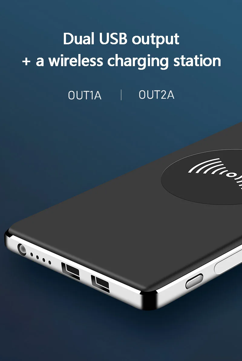 10000mah external battery mobile power supply 2 USB wireless charging mobile power portable charger for millet MI iphone X Note8 10000mah external battery mobile power supply 2 USB wireless charging mobile power portable charger for millet MI iphone X Note8