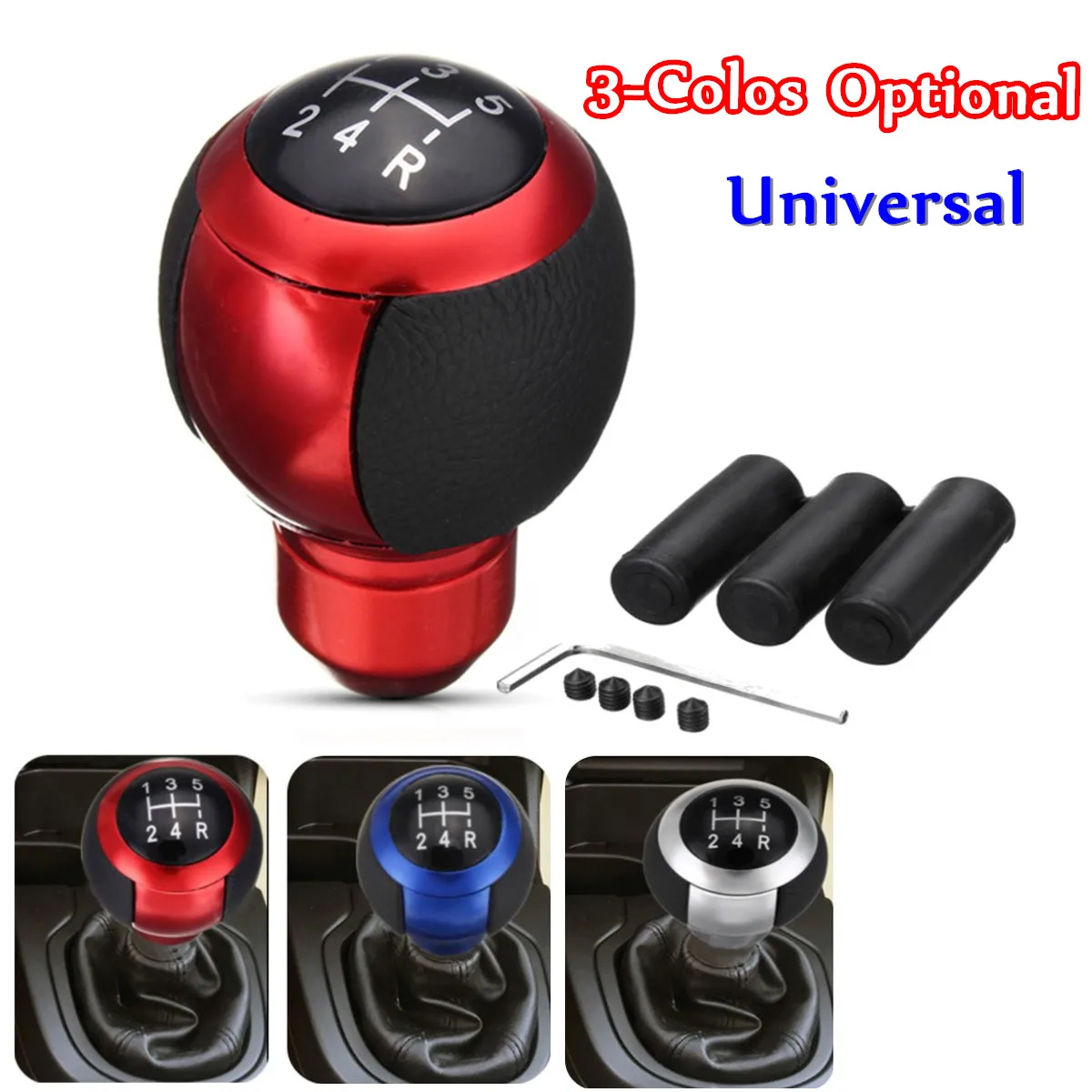 Universal Aluminum 5 Speed Manual Gear Stick Shift Knob Lever Shifter