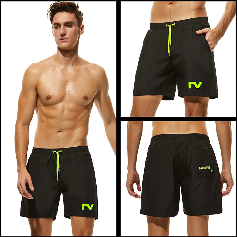 Preto dos Homens Mais Novo Board Shorts Quick Dry Surf Sólida Solto Praia Swim Curto s m l xl Calças Homem Poliéster Maiô 2020