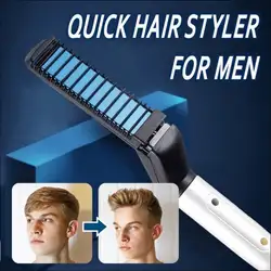 Профессиональный Для мужчин тепло расческа выпрямитель железа Расческа для укладки волос Керамика бигуди парикмахерская быстрой укладки