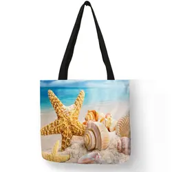 Уникальные летние пляжные сумки еда одежда игрушечные лошадки сумка для хранения Морская звезда печатных белье Многоразовые
