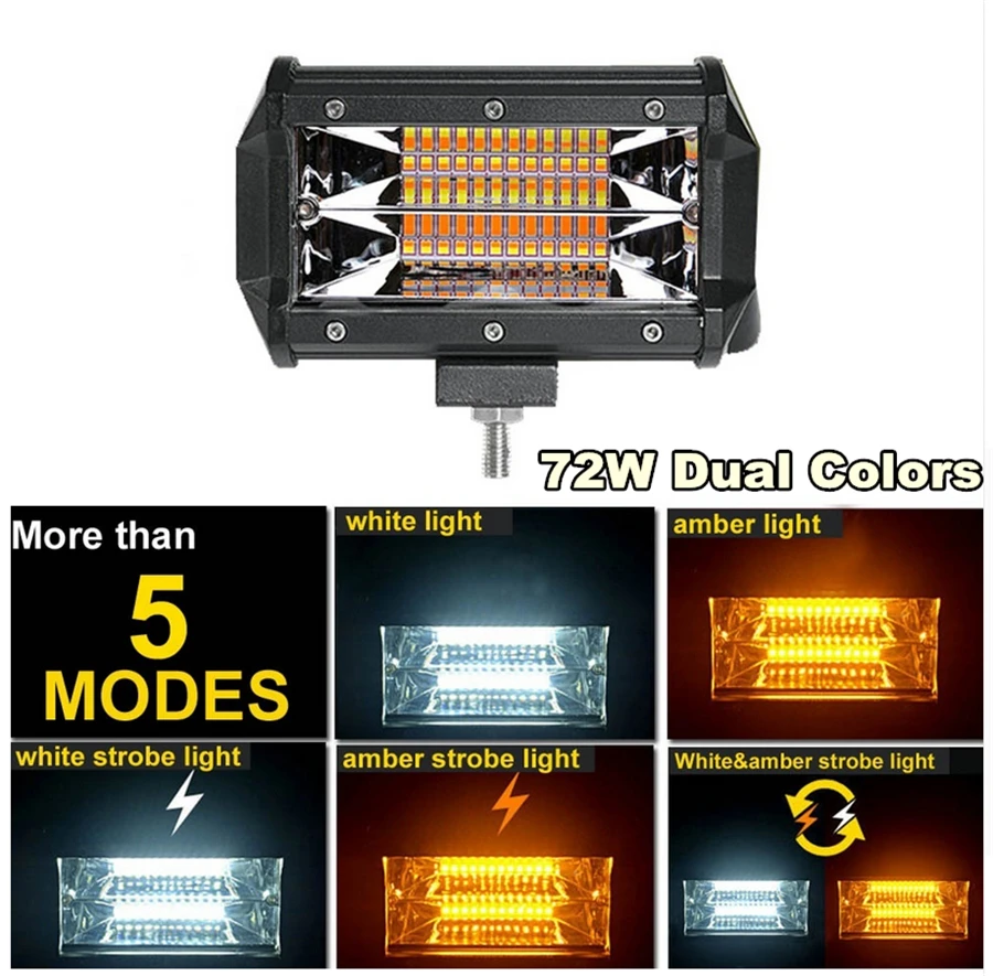 

5" 12V-24V 72W 8000LM LED Work Light Bar Offroad Led Bar for Truck SUV ATV 4x4 4WD Jeep Led Driving Lamp 3000K 6500K
